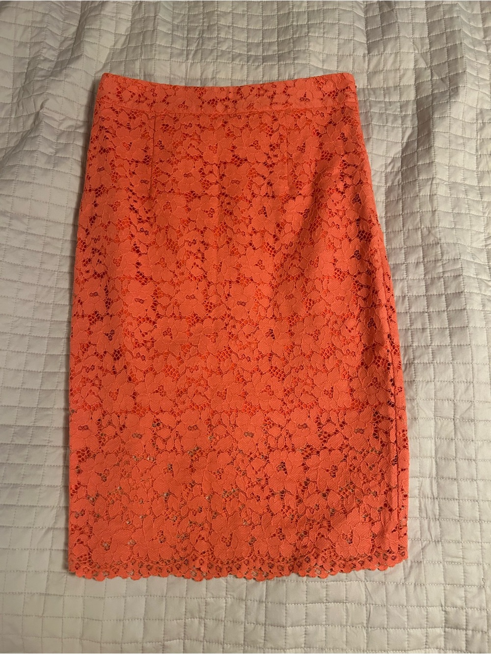 Marciano Bright Orange Lace Pencil Skirt